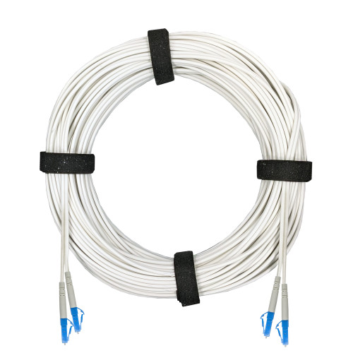 Патч-корд оптический армированный бронированный LC/UPC-LC/UPC SM (G.657A1) Duplex 2.0mm LSZH, белый, 0.5 м